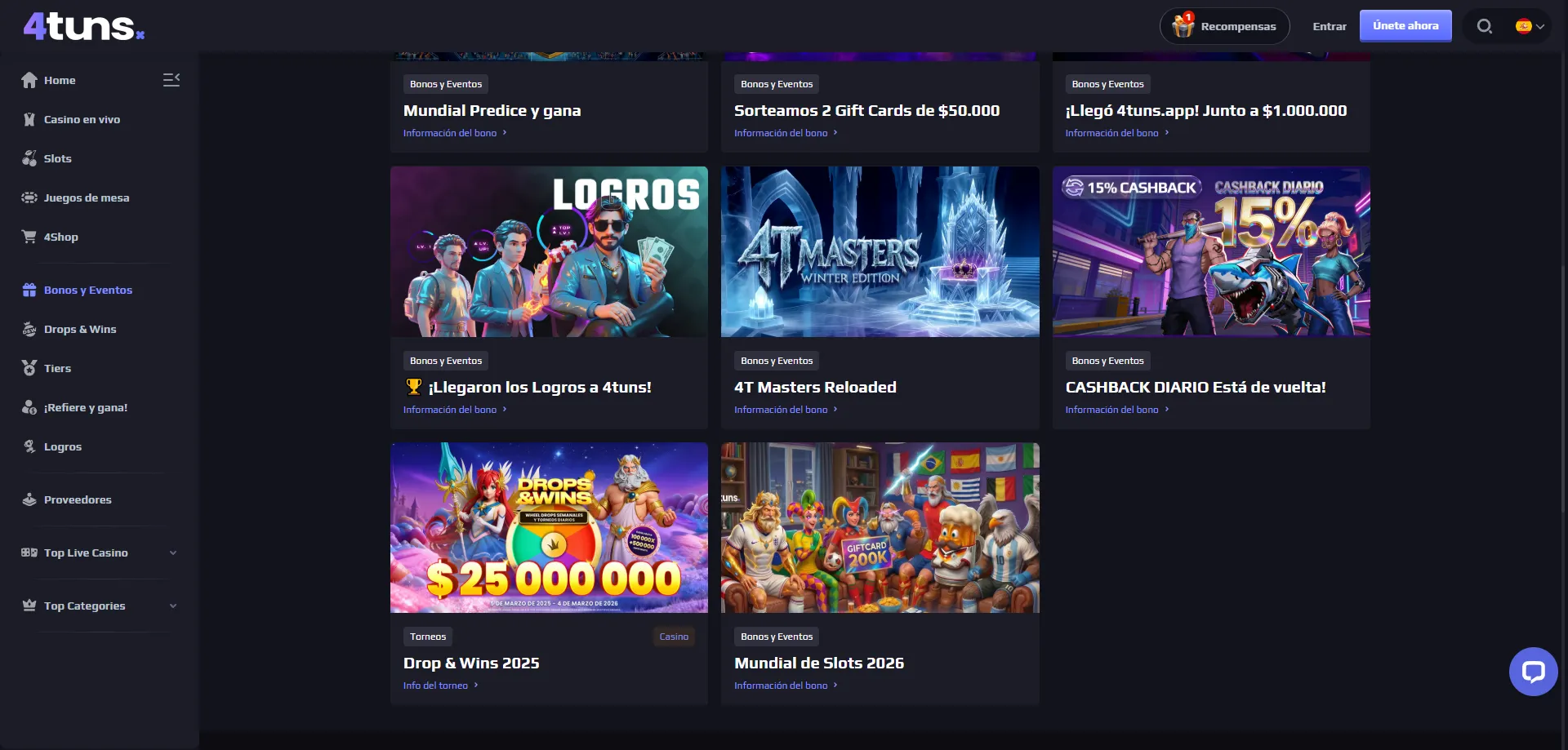 Bono de bienvenida 4tuns Casino Chile hasta 1.900.000 CLP